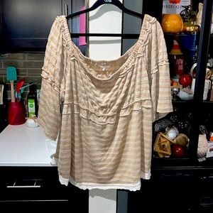 Cold shoulder boho knit blouse